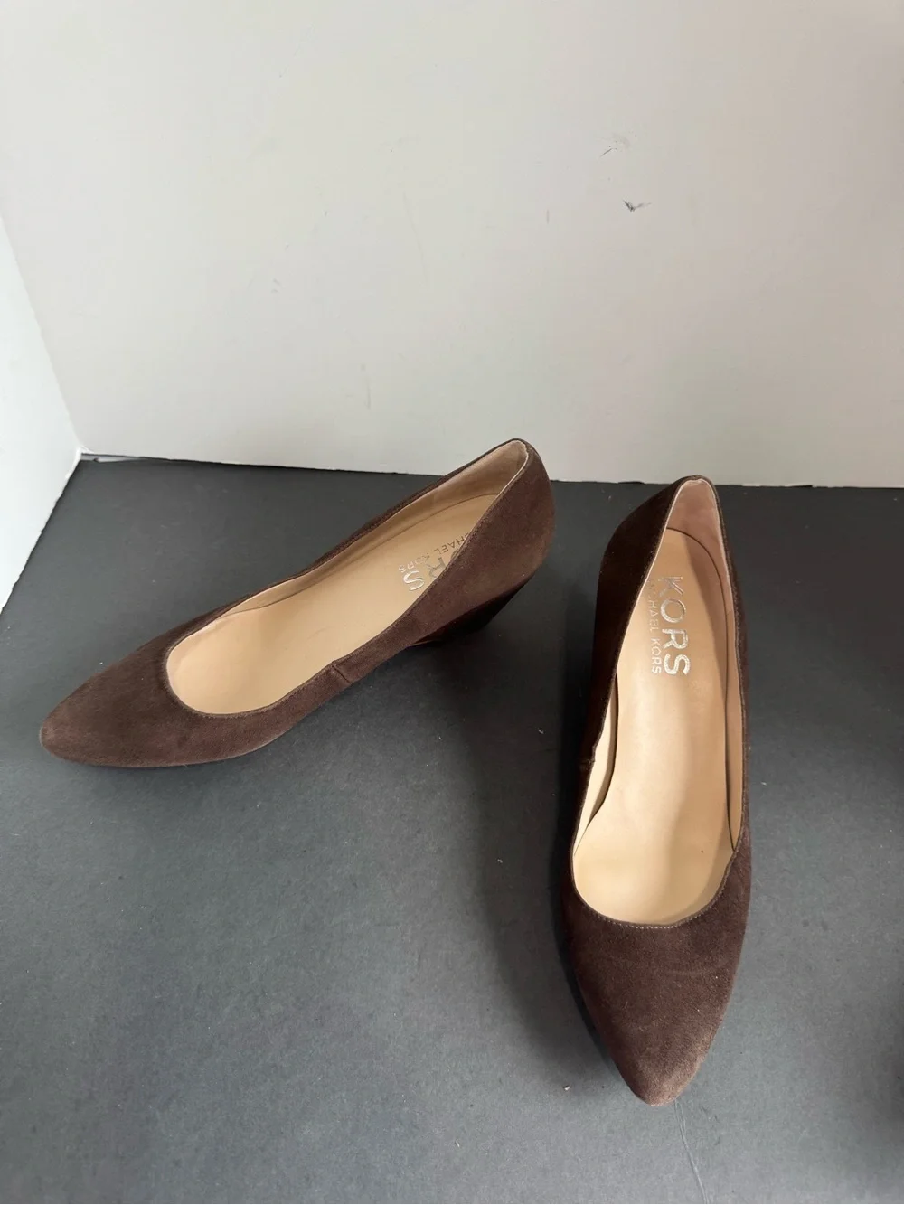 Michael Kors brown suede wedge pumps. Size 11M